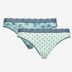 Apple Boxer Γυναικεία Slip 2Pack με Δαντέλα Τιρκουάζ