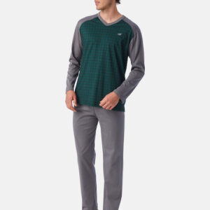 Minerva Χειμερινή Ανδρική Πιτζάμα GRAY-GREEN