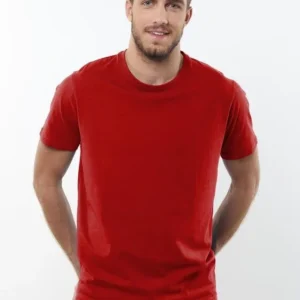 Ανδρικό βαμβακερό t-shirt κόκκινο,κοντομάνικο από 100% βαμβάκι, με regular fit γραμμή